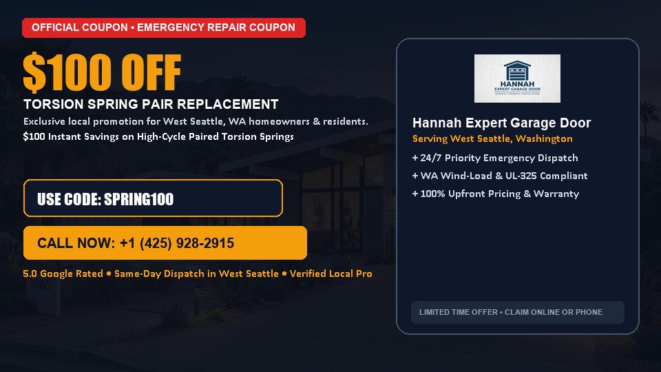 Hannah Expert Garage Door $100 OFF Dual Torsion Spring Replacement